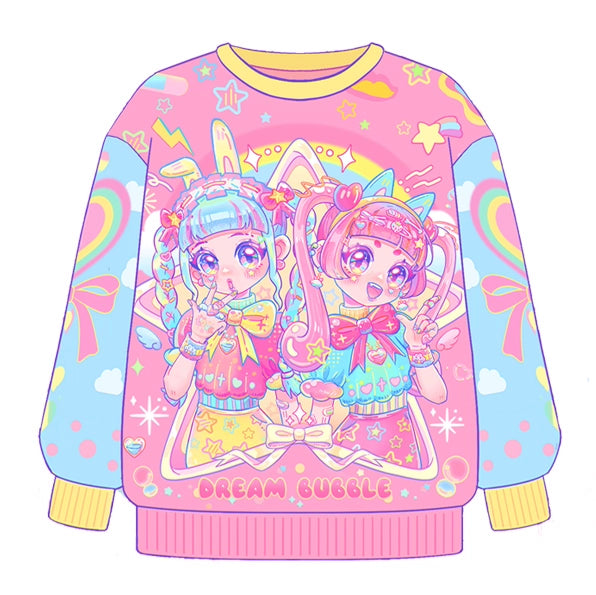 Dream Bubble Decora Fashion Shirt Macaron Print Sweatshirt Long Sleeve Sweatshirt