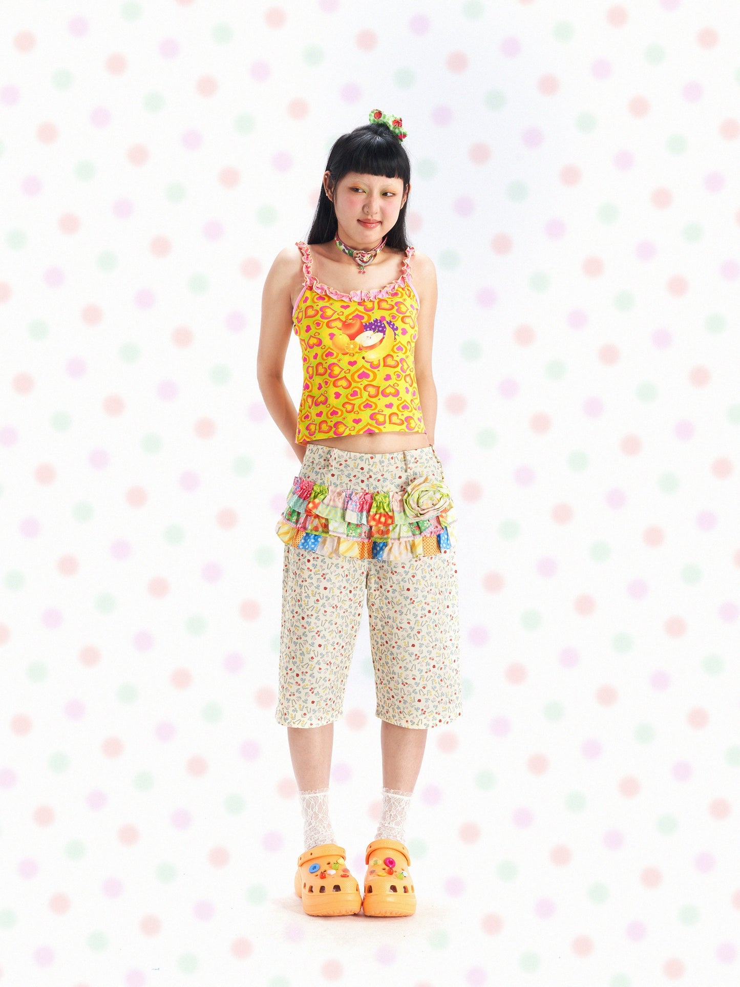 Decora Fashion Fruits Three-dimensional Flower Pants