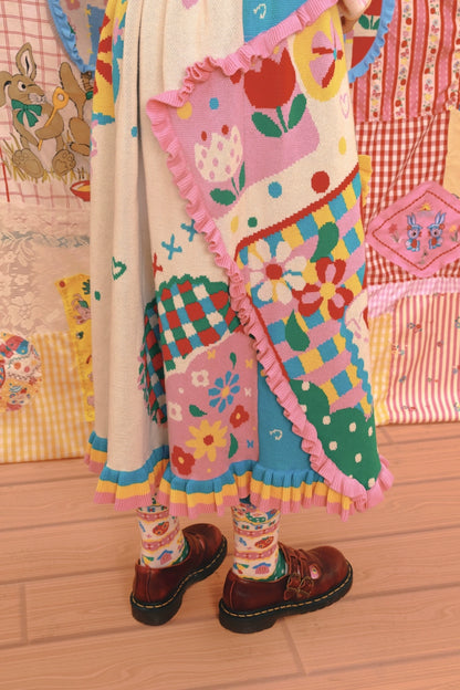 Lutra Jump Decora Fashion Colorful Knit Skirt