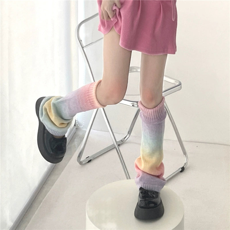 Dopamine Leg Warmmers Colorful Bright Leg Warmmers Trumpet Rainbow Socks