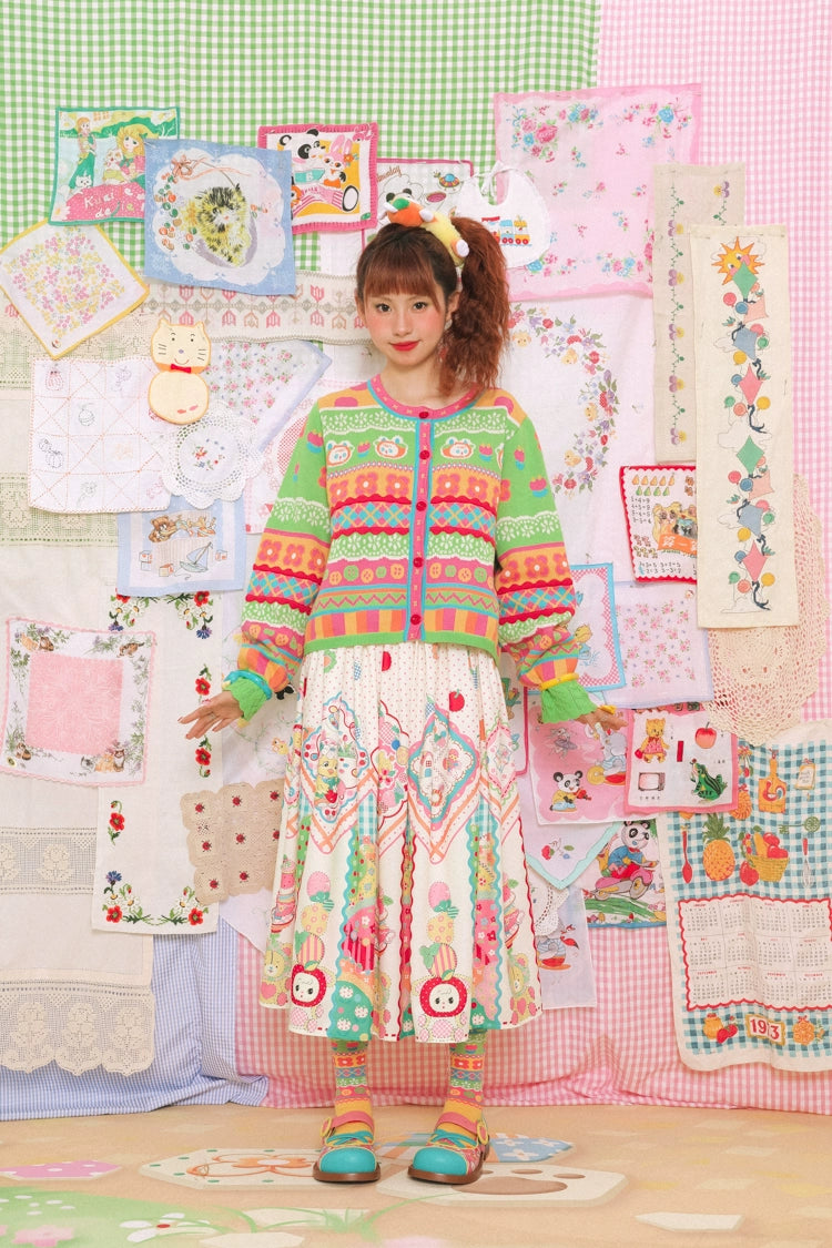 Lutra Jump Decora Kei Striped Bunny Cardigan