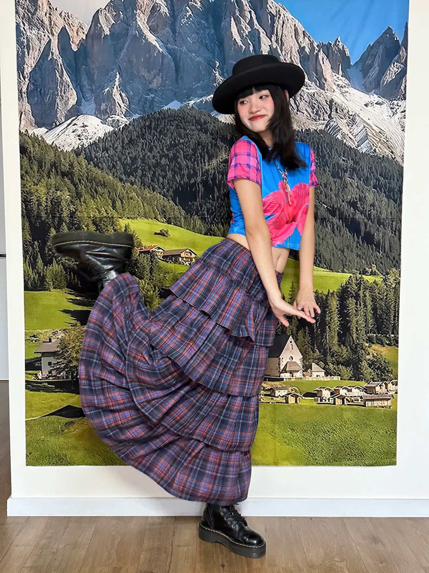 BunnyBunnyGun - Harajuku Plaid Layered Maxi Skirt skirt bunnybunnygun