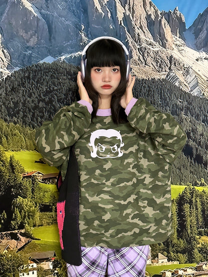 BunnyBunnyGun - Harajuku Oversize Print Long Sleeve T-Shirt sweatshirt bunnybunnygun