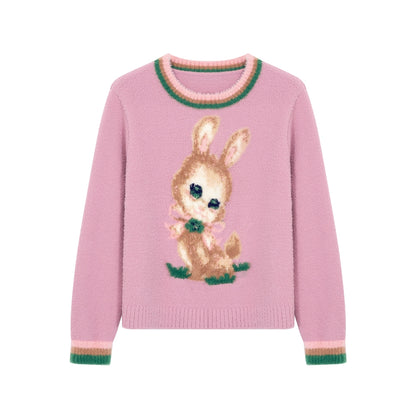 Tntntutu Decora Kei Pink Rabbit Sweater