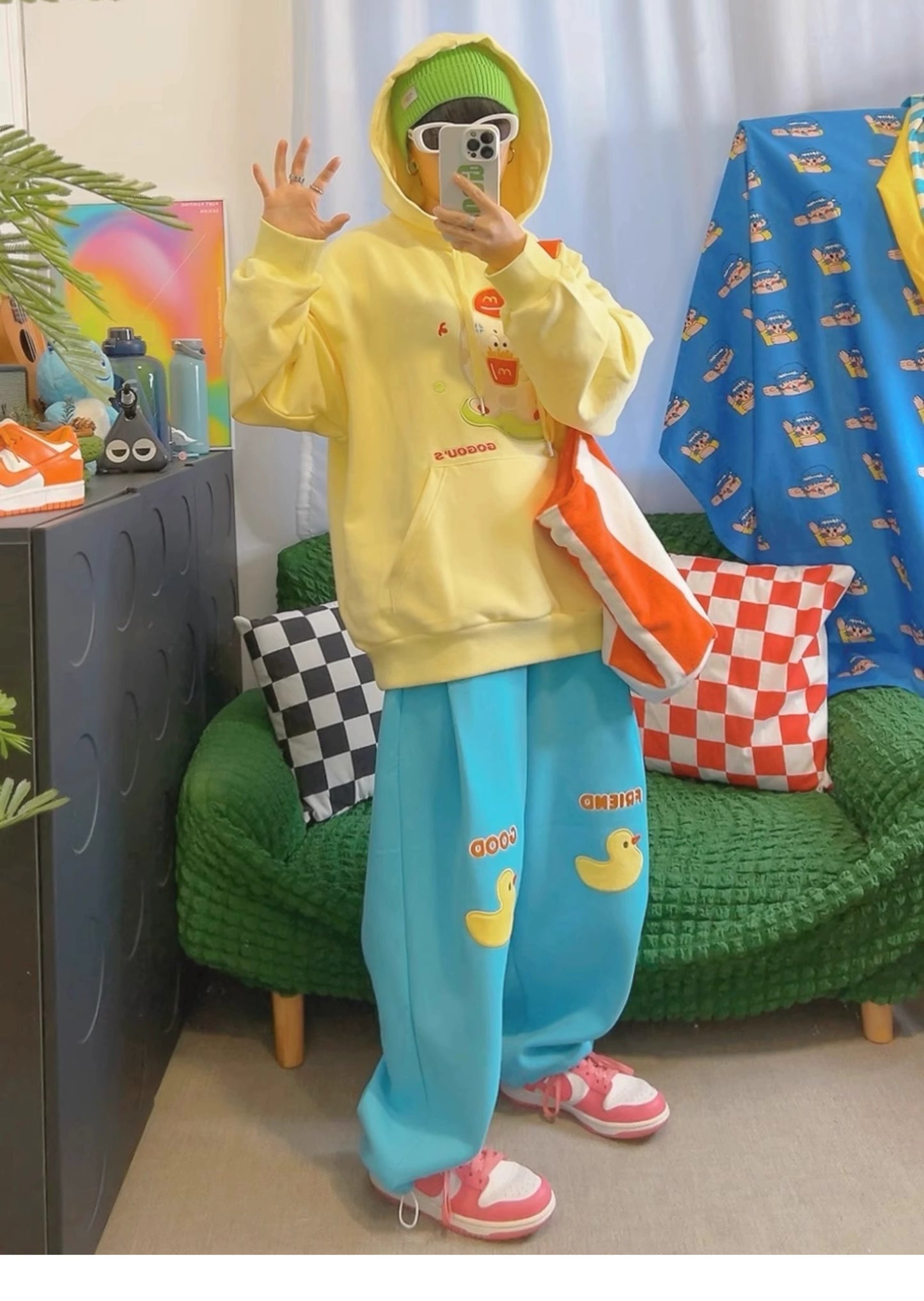 KURIOSITAET - KidCore Embroidered Yellow Hoodie hoodie KURIOSITAET