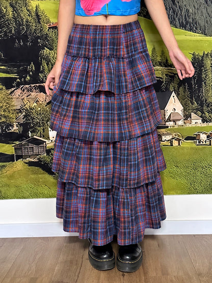 BunnyBunnyGun - Harajuku Plaid Layered Maxi Skirt skirt bunnybunnygun