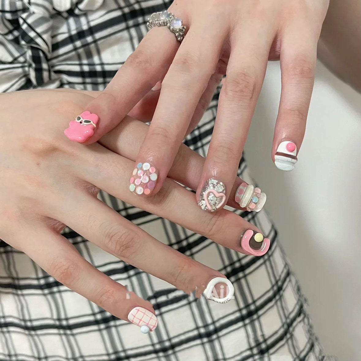 Puppy Cream Bunny 3D Wearable Nail Art | Cute Cartoon Short Nails for Bright Look