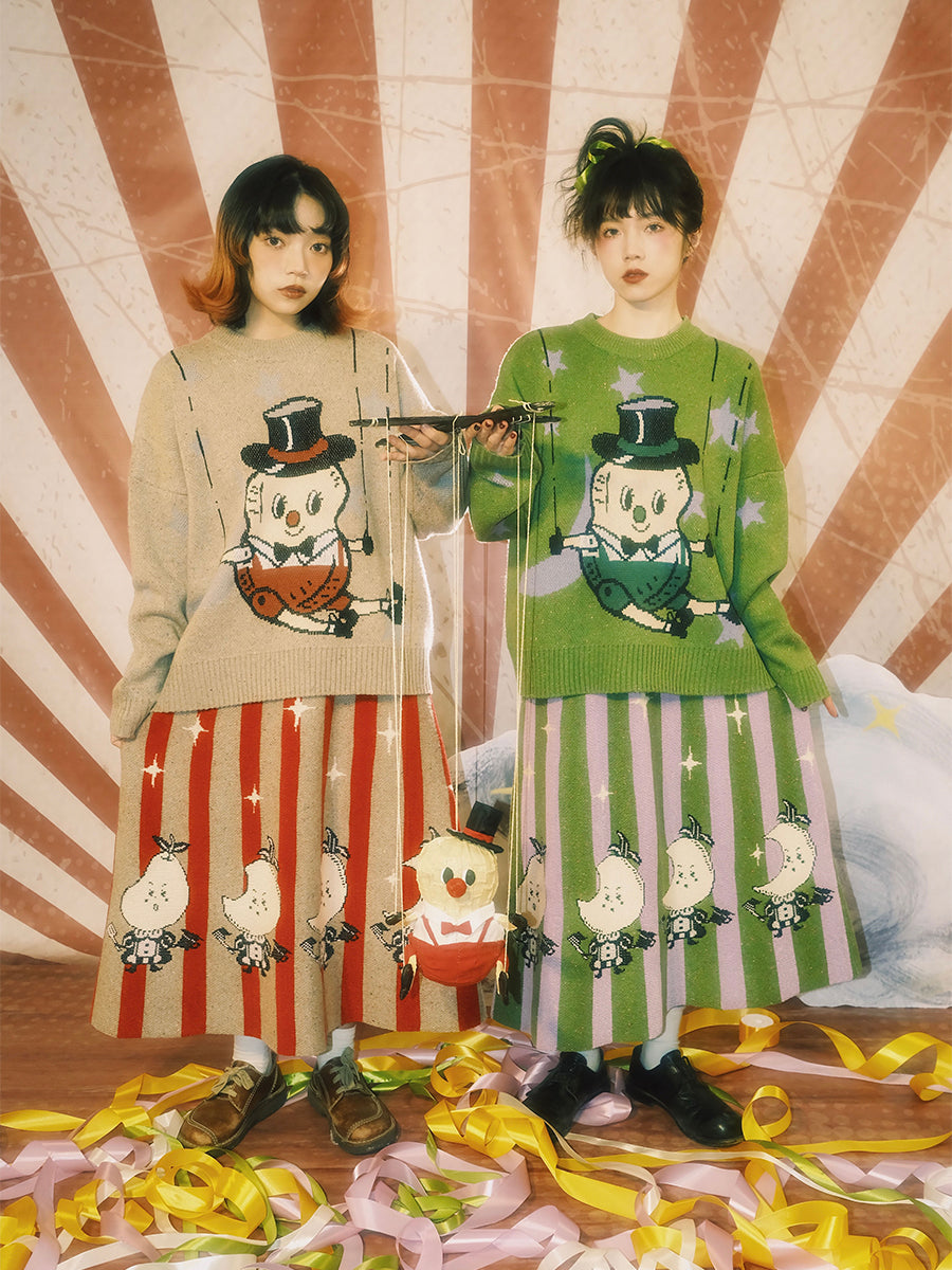 Harajuku Sweater Decora Kei Sweater Acid Blue Sweater Knitted Sweater