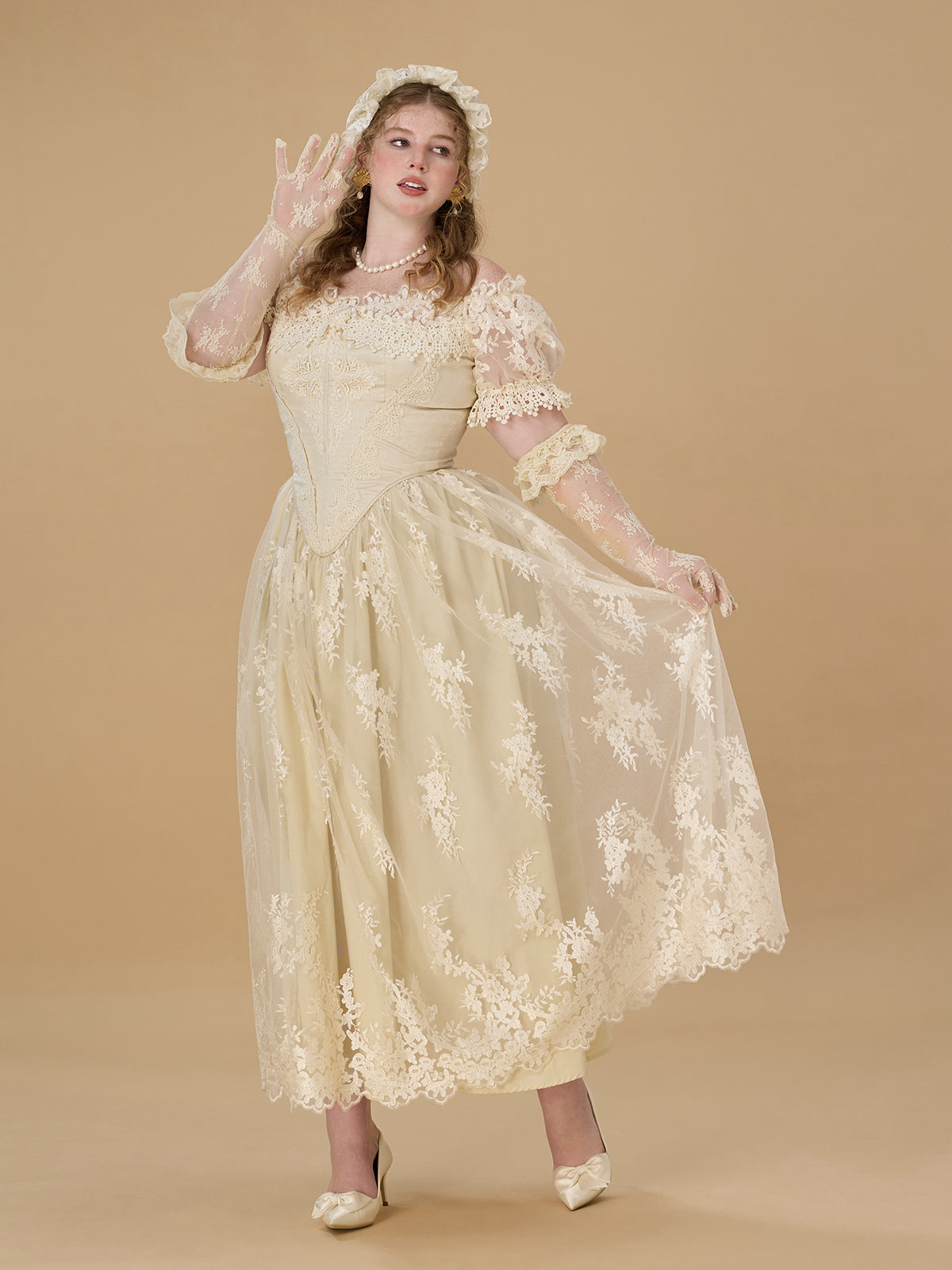 Plus Size Dress Vintage French Lace Corset Dress Regal Court-Inspire Land Decora Plus Size Dress Vintage French Lace Corset Dress Regal Court-Inspire Land Decora