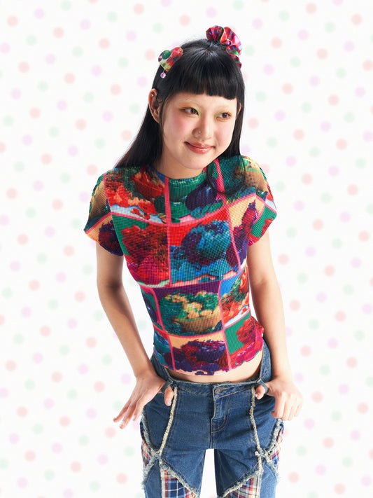 Decora Fashion Fruits Color-changing Stretch Pleated Top