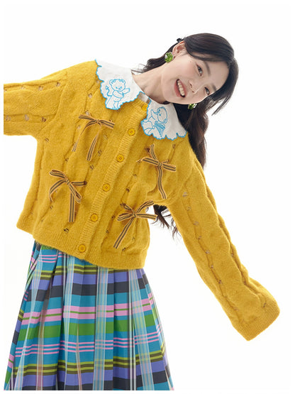 Tntntutu Decora Fashion Bow Knitting Cardigan