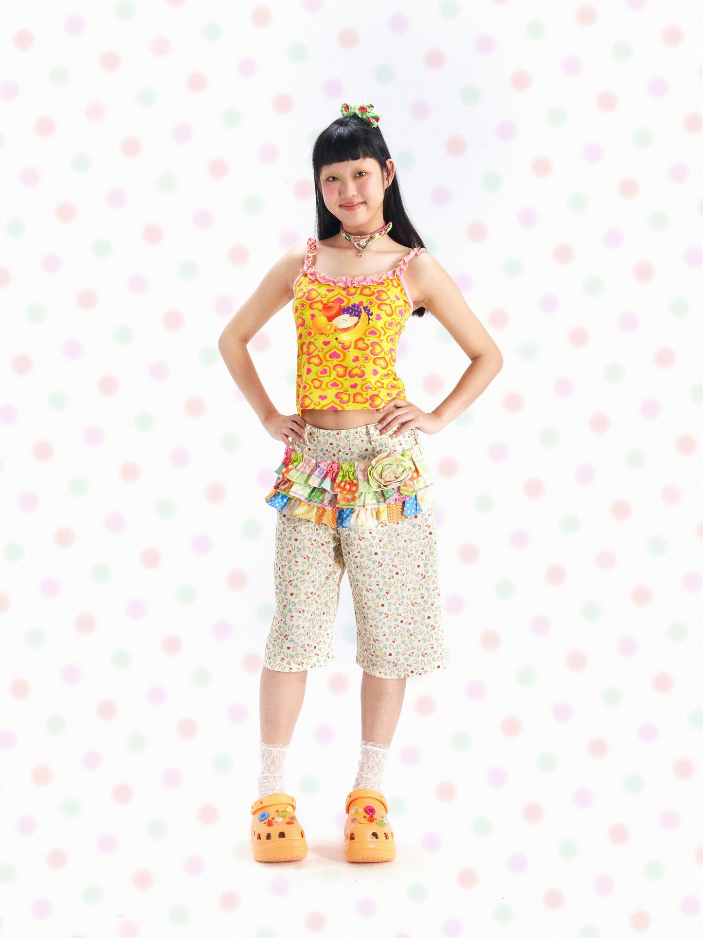 Decora Fashion Fruits Three-dimensional Flower Pants