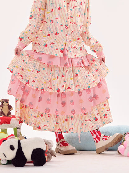 Nikkou Home Decora Fashion Strawberry Tiered Skirt