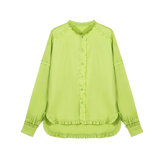 Tntntutu Decora Fashion Green Lace Shirt