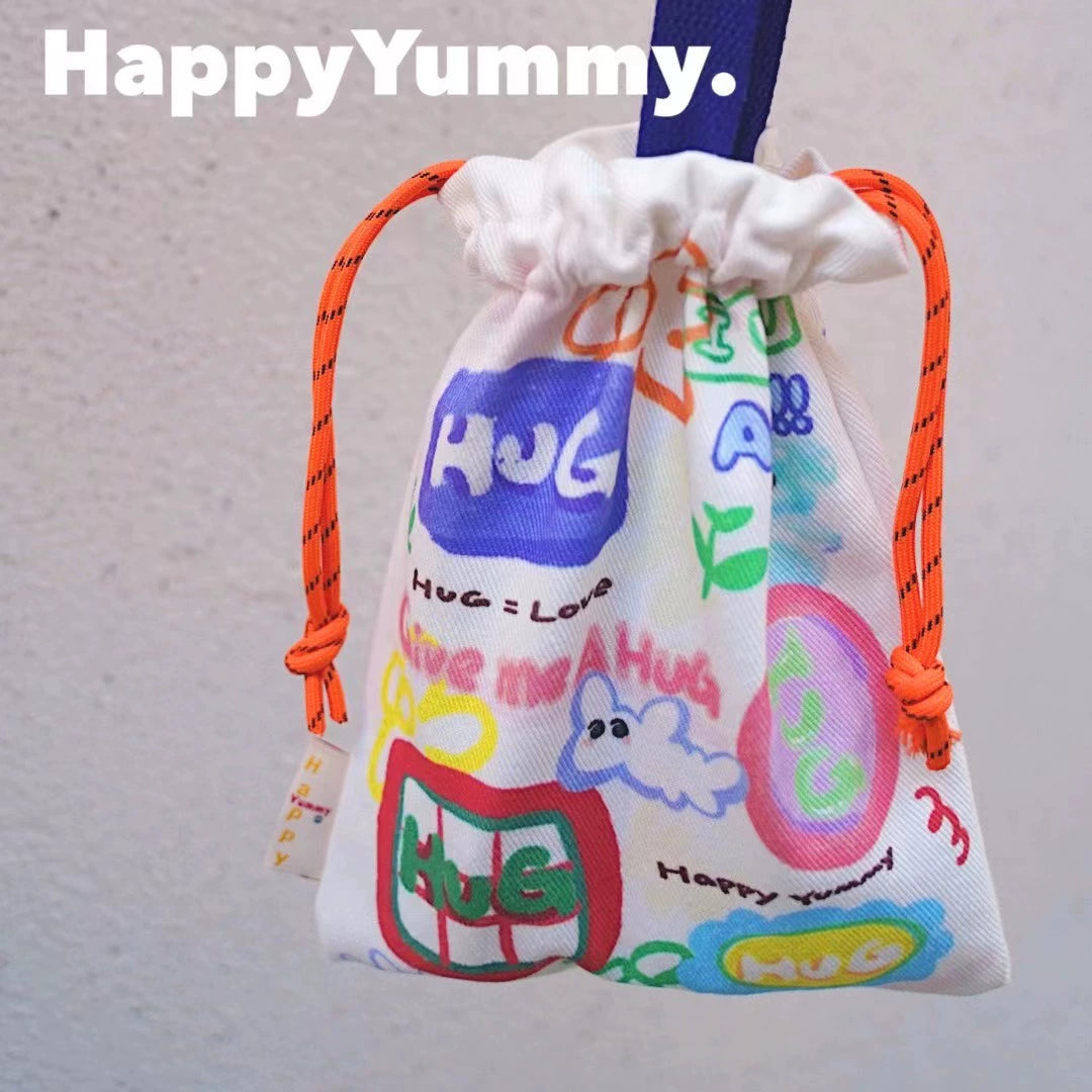 Harajuku-style drawstring pouch for daily essentials and travel accessories