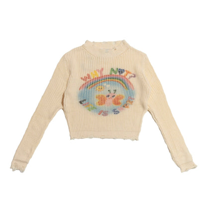 Iscreamcolour Printed Short Sweater Girly Fashion