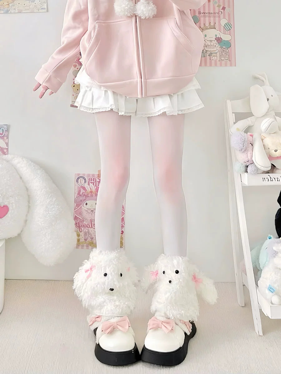 Plush Dog Leg Warmmers Winter Leg Covers Cute Leg Warmmers leg warmmers 2 bears