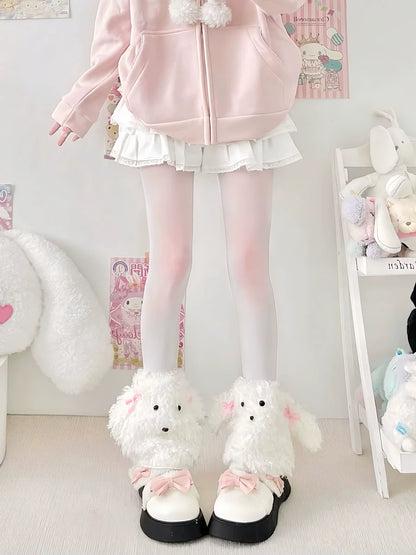 Plush Dog Leg Warmmers Winter Leg Covers Cute Leg Warmmers leg warmmers 2 bears