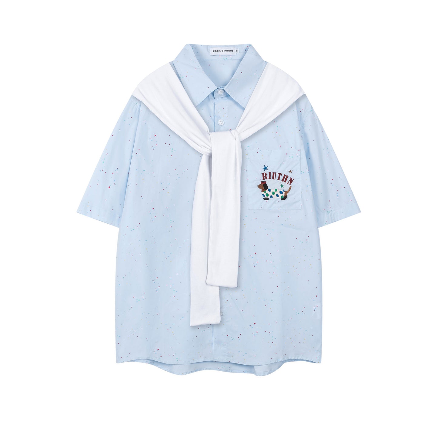 Languid Park - Blue Polo Dog Pattern Shirt shirt Languid Park S