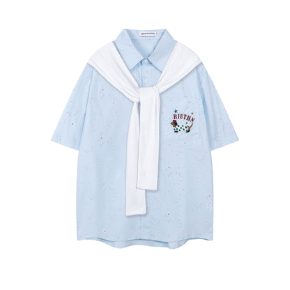Languid Park - Blue Polo Dog Pattern Shirt shirt Languid Park S
