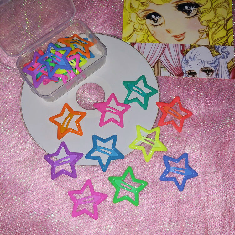 StrangeLab Retro Hair Clips | Baddie Glow-in-the-Dark Hair Clips | 10-Color Set Resin BB Clips hair clip strangelab Star
