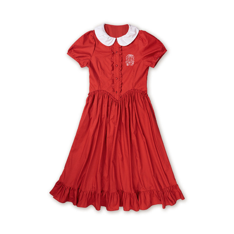 Meugler - Red Embroidered Vintage Dress dress Meugler S