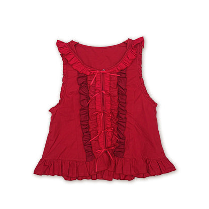 Meugler – Kawaii Ruffled Embroidered Floral Hooded Vest