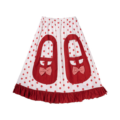Meugler – Kawaii Giant Red Shoes Bow Pocket Polka Dot Skirt