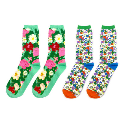 tntntutu Floral Cotton Socks Set | Colorful Mid-Calf Socks for Women | 2 Pairs sock tntntutu