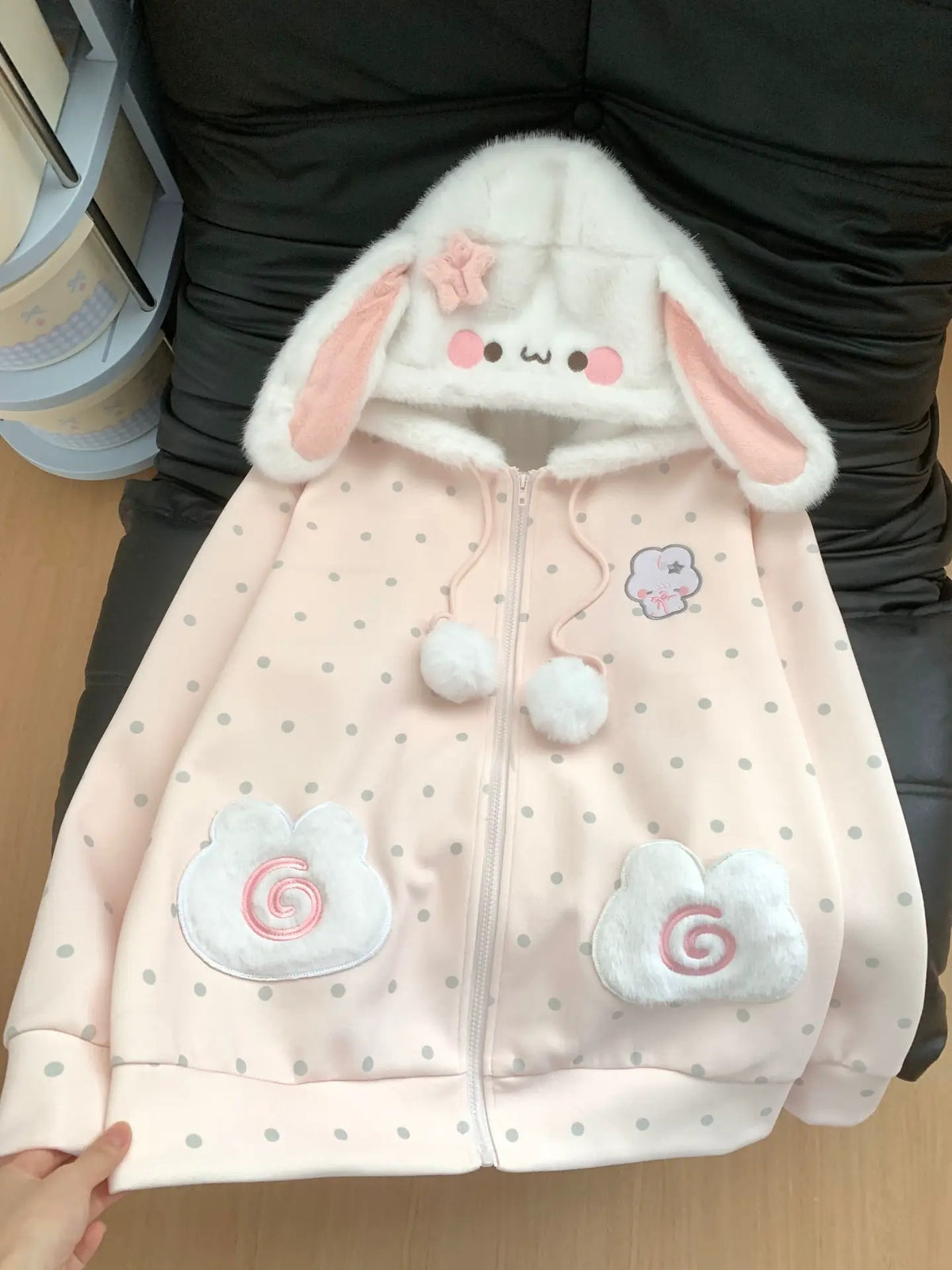 原创甜妹可爱小羊连帽棉服女保暖小个子甜美嫩粉棉衣加厚软妹外套 hoodie Blurred Bear