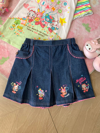 Blurred Bear - Jojifuku MP Style Tee & Denim Skirt Set set Blurred Bear Skirt S