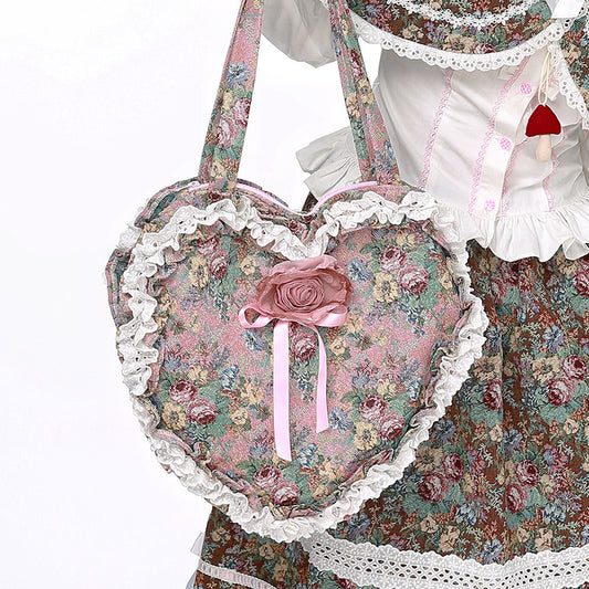 SOS MEME CLUB - Pink Heart Lolita Shoulder Bag bag SOS MEME CLUB
