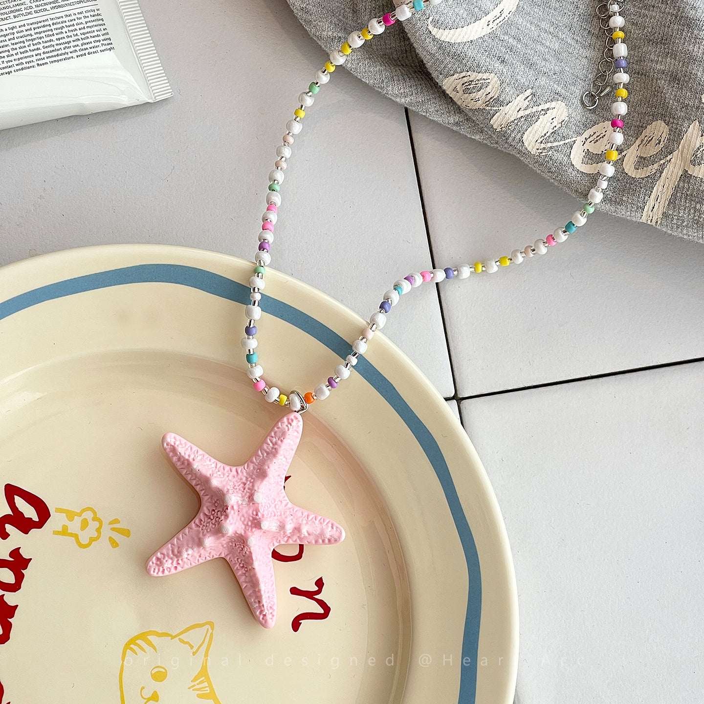 Flipped - Dopamine Beaded Starfish Necklace necklace Flipped Pink - 40cm