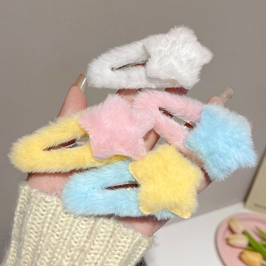 Cozy Star Fluffy Five-Point Hair Clips hair clip candy
