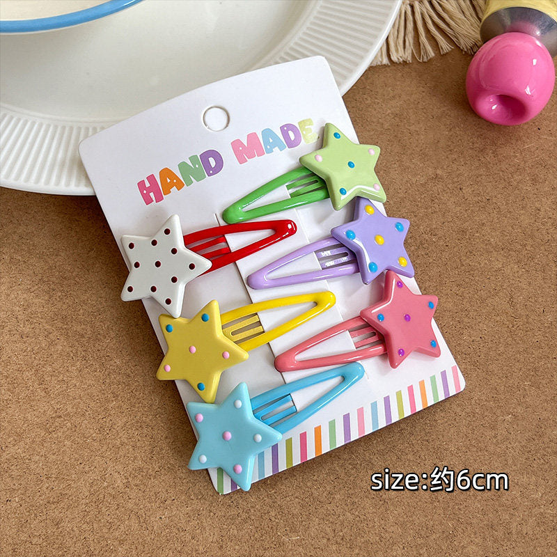 Dopamine Polka Dot Star Hair Clip hair clip none 1 Set (6pcs Hair Clips in total)