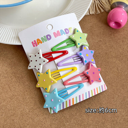Dopamine Polka Dot Star Hair Clip hair clip none 1 Set (6pcs Hair Clips in total)