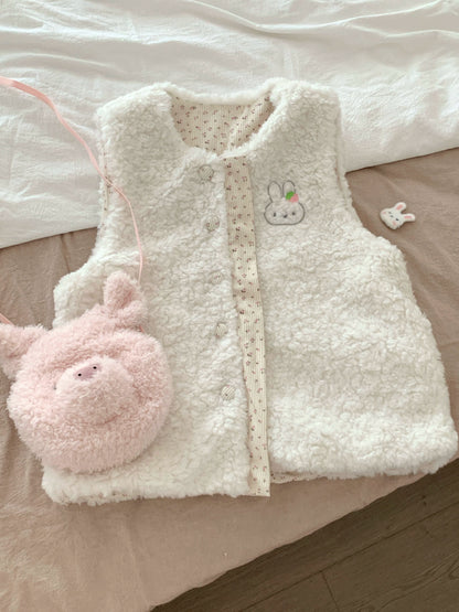 Blurred Bear - Reversible Fuzzy Floral Vest vest Blurred Bear Only Vest S