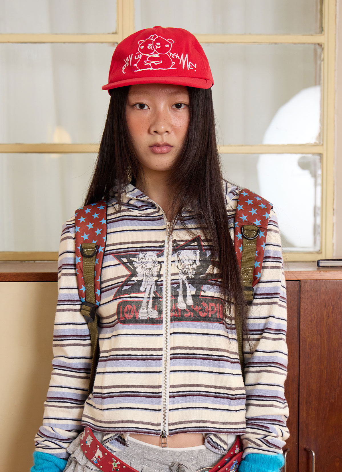 loveplay – Blue Purple Stripe Zip Cardigan cardigan loveplay