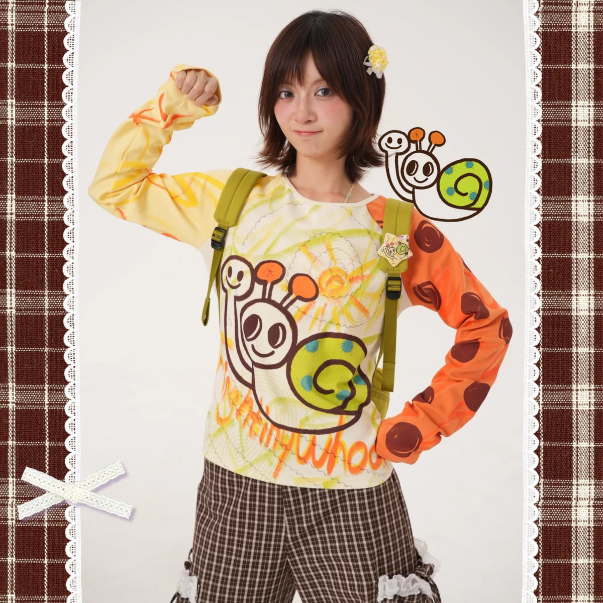 RabbitRain - Snail Doodle Colorblock Raglan Top shirt RabbitRain
