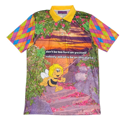 BunnyBunnyGun - Harajuku Mesh Polo Shirt Cartoon Print Oversize shirt bunnybunnygun