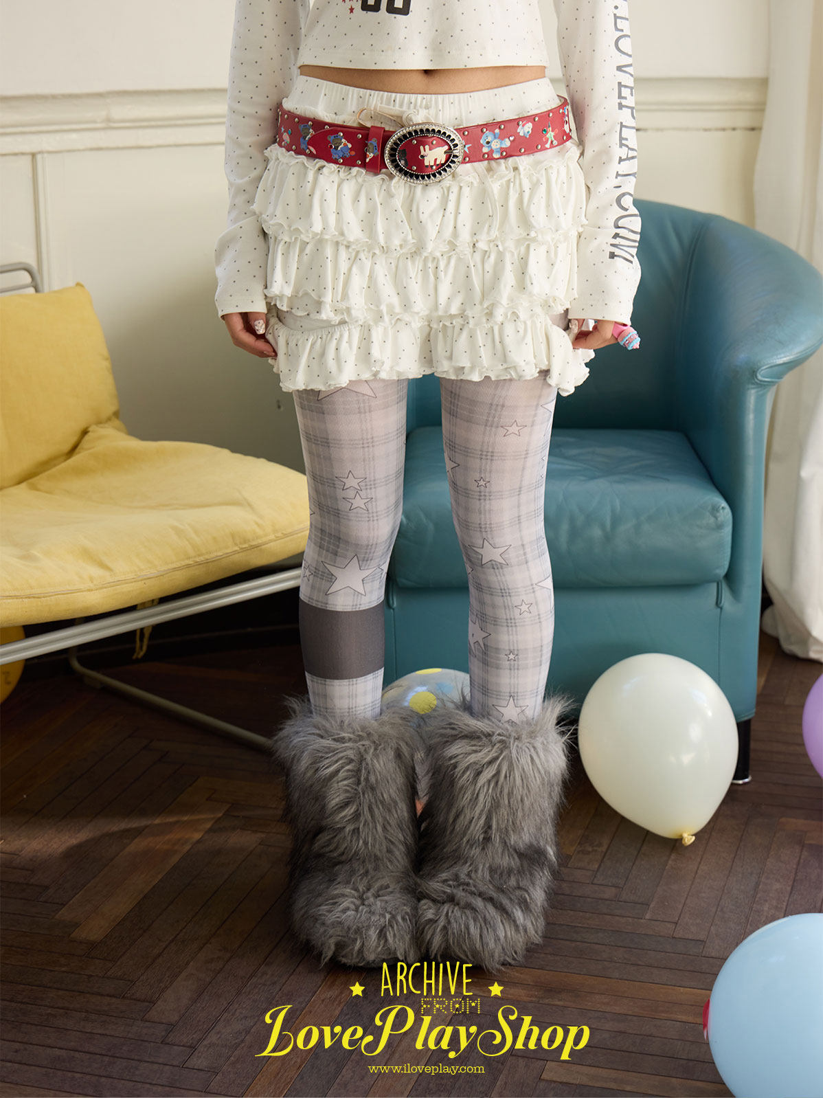 loveplay – Star Print Cake Skort skirt loveplay White S