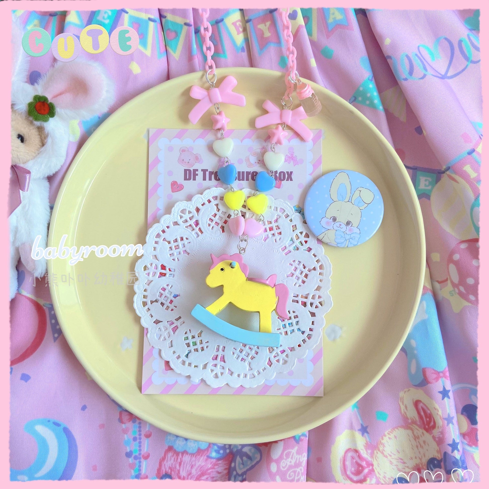 Bear Doll Babyroom Necklace | Decora Kei Handmade Kawaii Charm necklace Bear Doll hobbyhorse