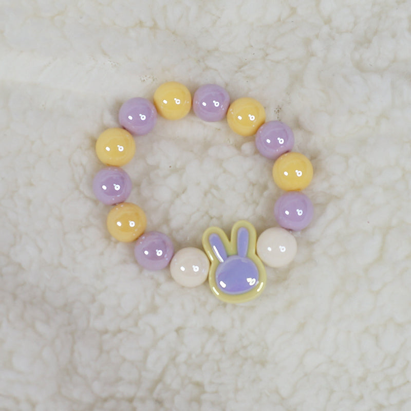 Maojiang Two-Tone Rabbit Head Macaron Bracelet | Dopamine Cute Soft Girl Wristband bracelet maojiang Purple Yellow