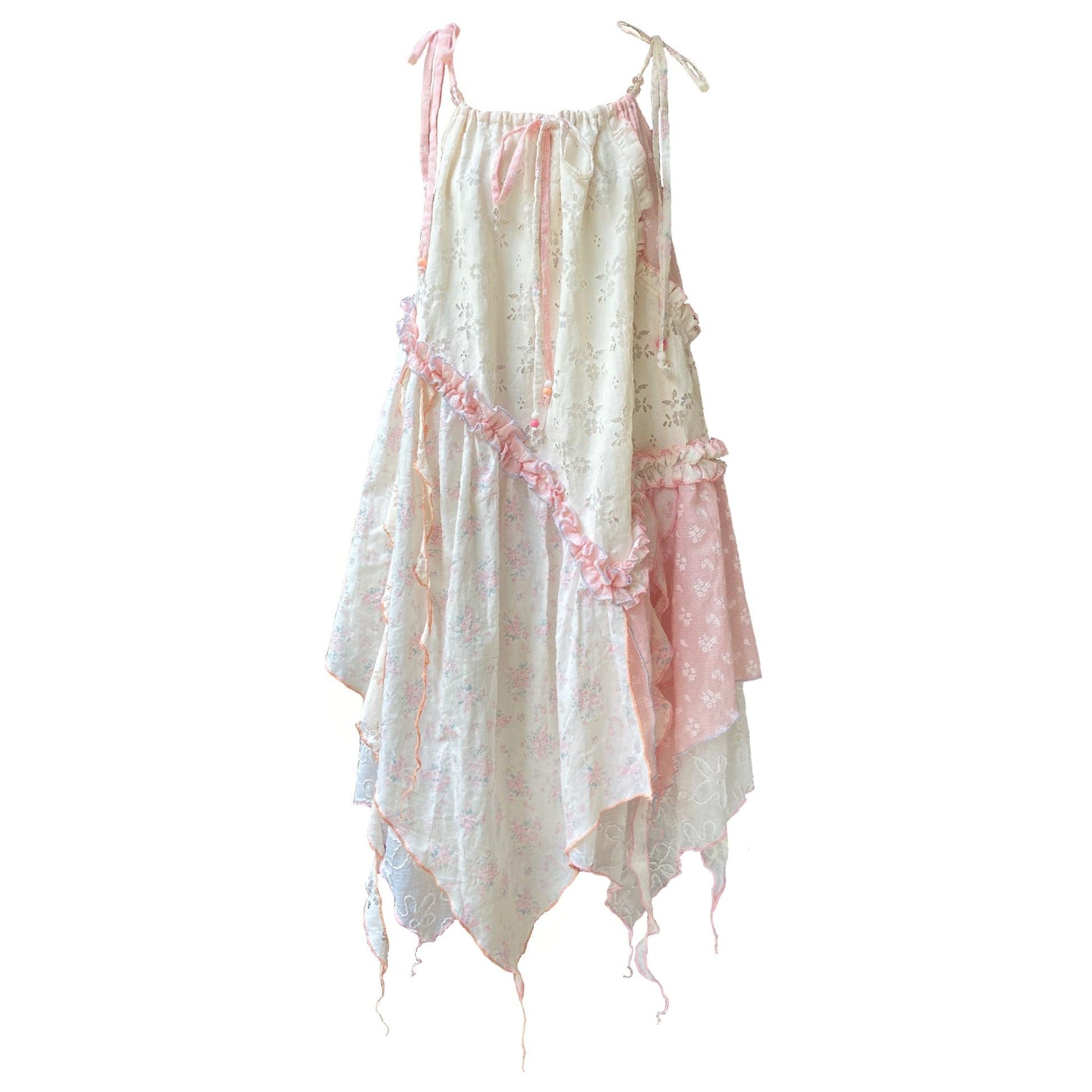 ShiChang Sweet Irregular Dress | Beach Patchwork Dress | Broken Aesthetic Holiday Cami Dress dress ShiChang