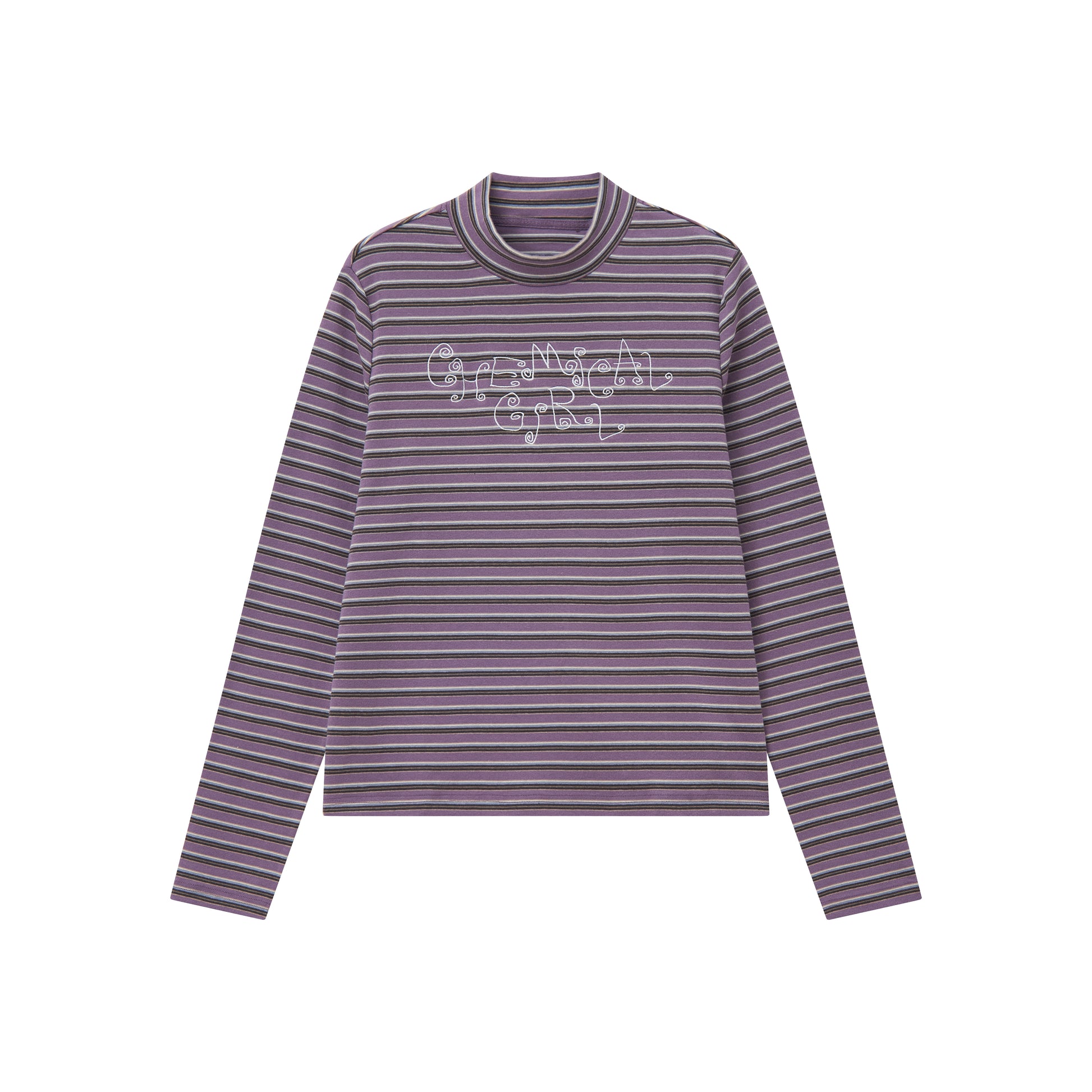 Chemical Girl - Vintage Striped Embroidered Long Sleeve T-Shirt shirt chemical girl Purple S