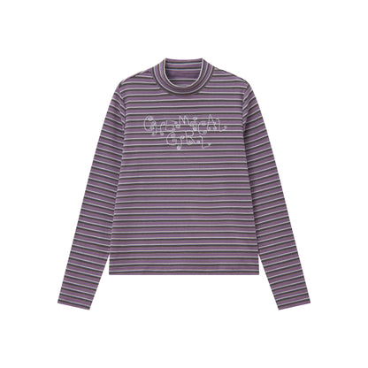 Chemical Girl - Vintage Striped Embroidered Long Sleeve T-Shirt shirt chemical girl Purple S