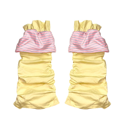 YJM with biubiu Candy Stripe Ruched Leg Warmers – Y2K Harajuku Streetwear leg warmmers YJM with biubiu