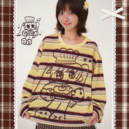 RabbitRain - Yellow Striped Baker Girl Knit Top shirt RabbitRain