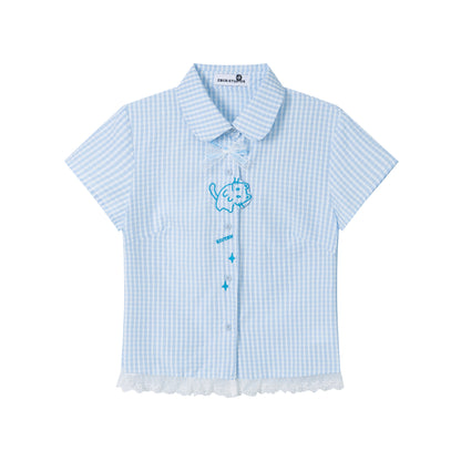 Languid Park - Lace Bow Shirt & Mini Skirt Set set Languid Park Shirt S