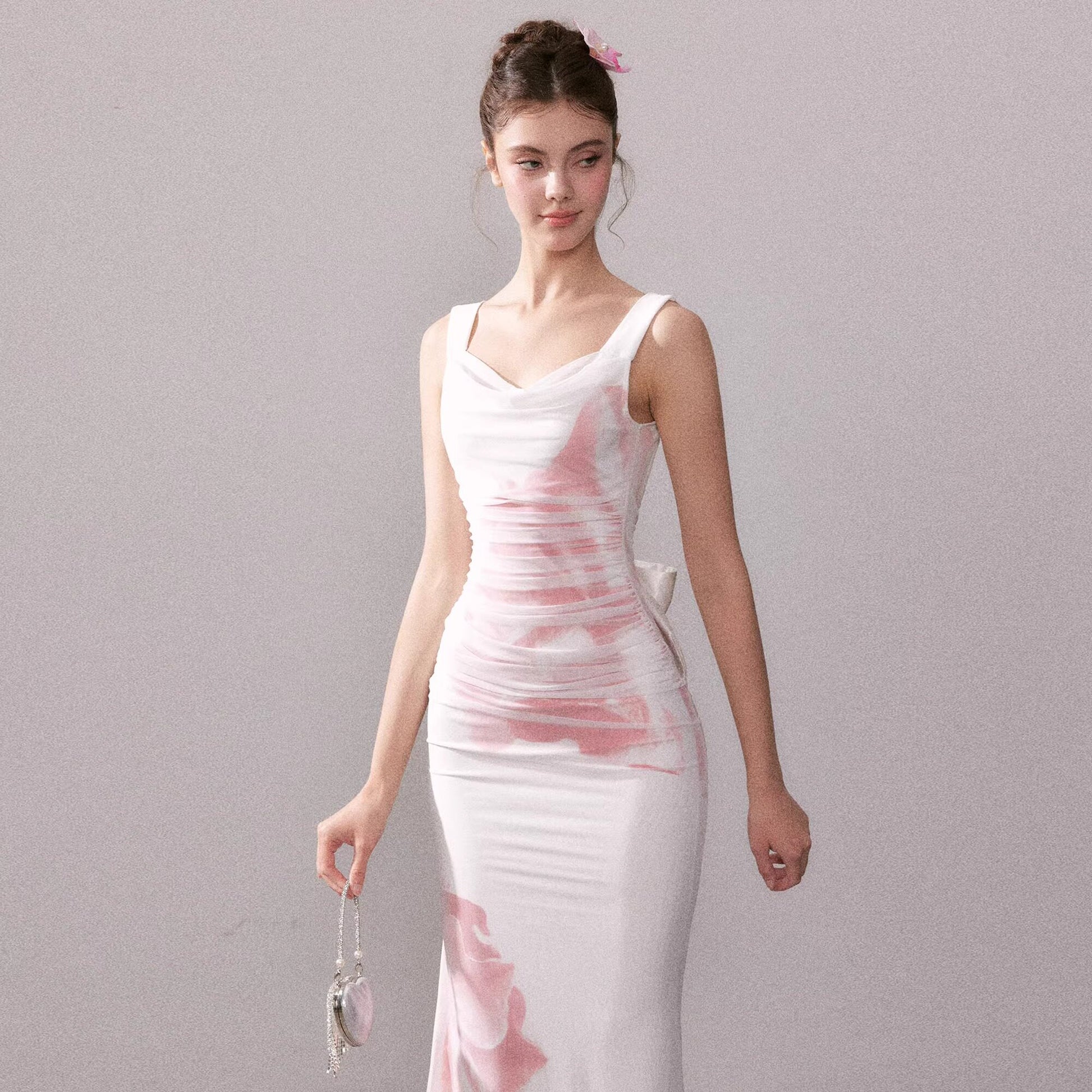 YZZI HE - Cold Rose Mesh Mermaid Dress dress YZZI HE White S